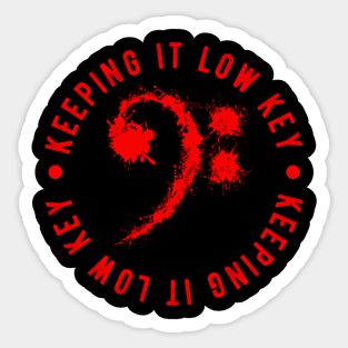 Bass Clef Red - Keeping It Low Key Funny Music Lovers Gift Sticker